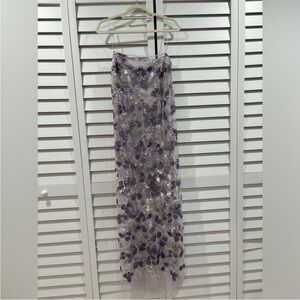 Mango Lavender Sequin Floral Slip Dress